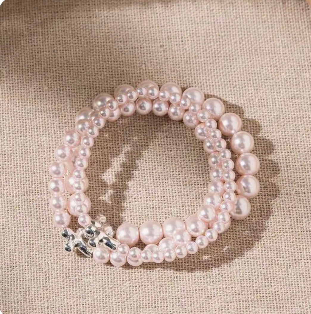 Pearl Cross Bracelet Stack